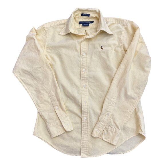 Ralph Lauren Yellow Button Down Classic Fit Women's Shirt Size 4 Logo Preppy - Picture 1 of 5